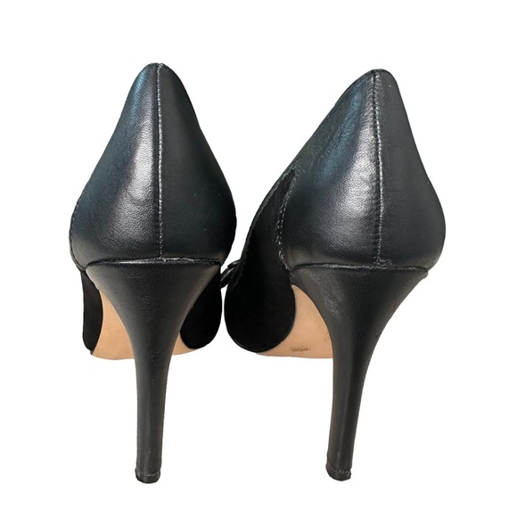 BCBGeneration | Black Suede and Leather Tassel Bow Front Pointed Pumps Size 6.5 - Picture 9 of 11